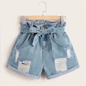 SHEIN Paperbag Waist Denim Shorts